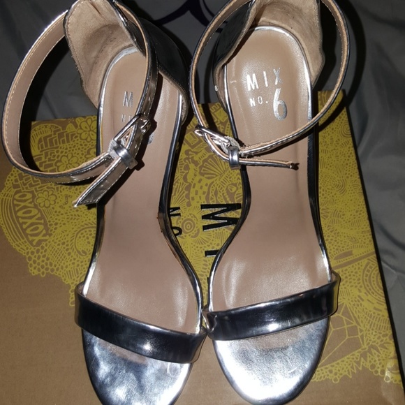 Silver Ankle Strap Heels - Picture 2 of 7